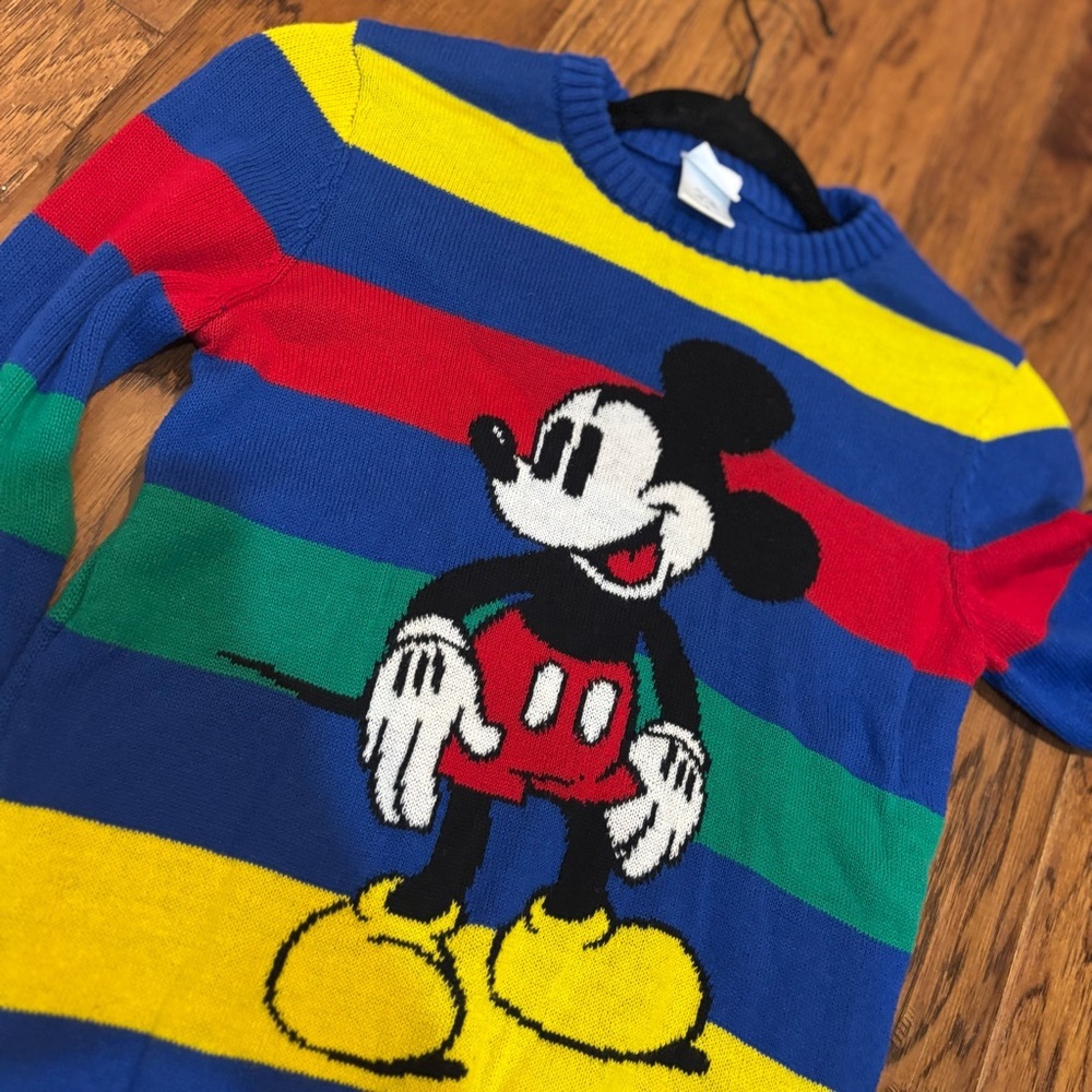 Disney 100 Mickey Mouse Rainbow Striped Sweater (Boys 6/7)